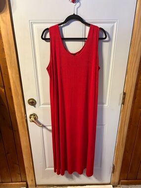 JoStar Red Maxi Dress Sleeveless Made in USA Stretch Flowy Casual XL Plus